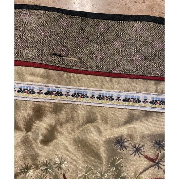 Vintage Silk Embroidered Bird & Floral Tapestry Wall Hanging - Picture 3 of 10